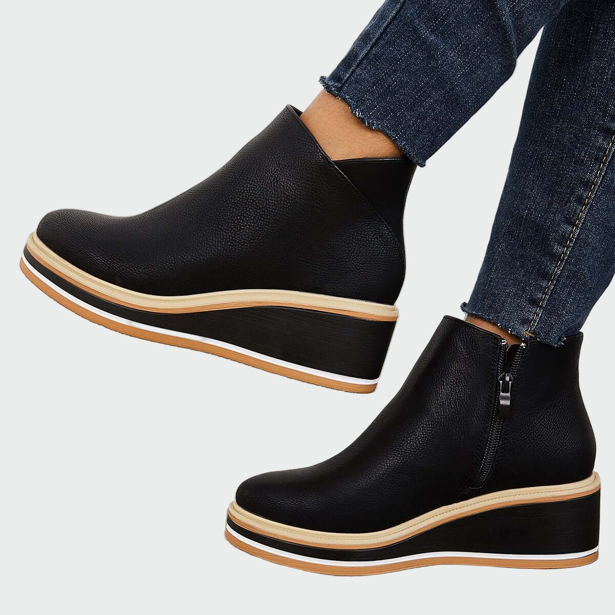 Panna | Fekete platformos bőrcipő nőknek