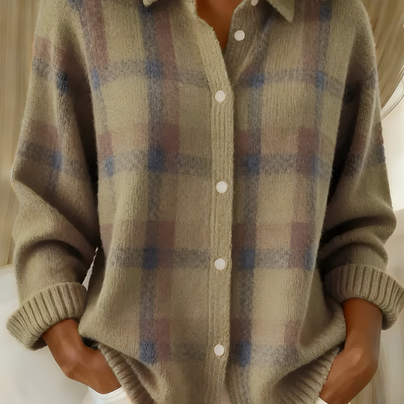 Anna | Puha kockás kötött kardigán