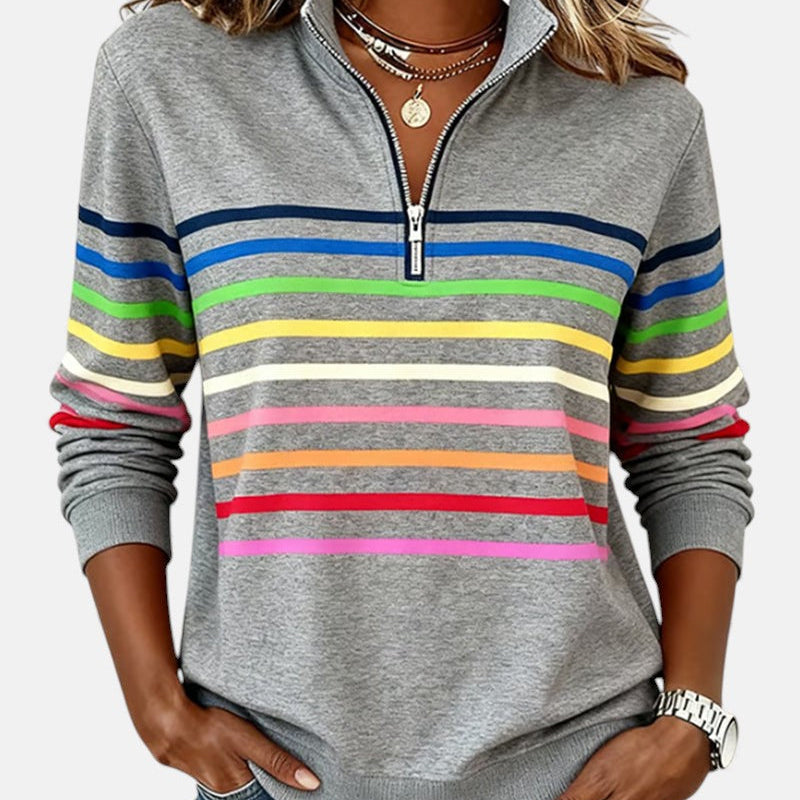 Vienna | Szivárványcsíkos cipzáras pulóver