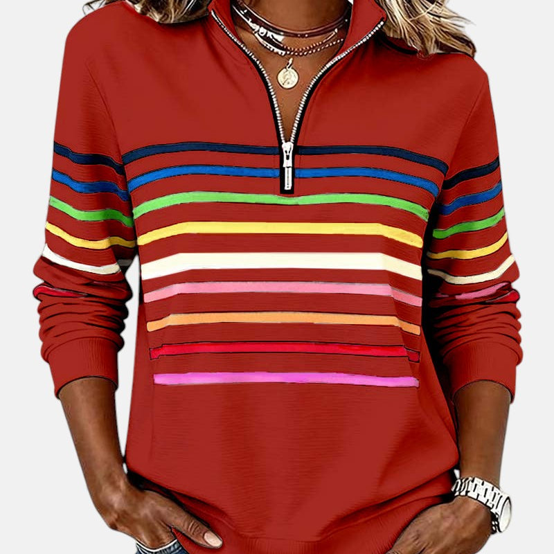 Vienna | Szivárványcsíkos cipzáras pulóver