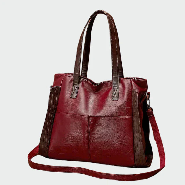 Boglárka | Fekete válltáska barna részletekkel