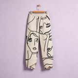 Nahia | Bézs kreatív vászon nadrág elegáns