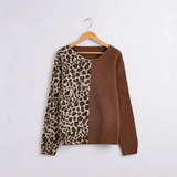 Marina | Szürke-rózsaszín leopárdmintás női pulóver