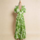 Catrisa | Virágmintás V-nyakú ruha zsebekkel