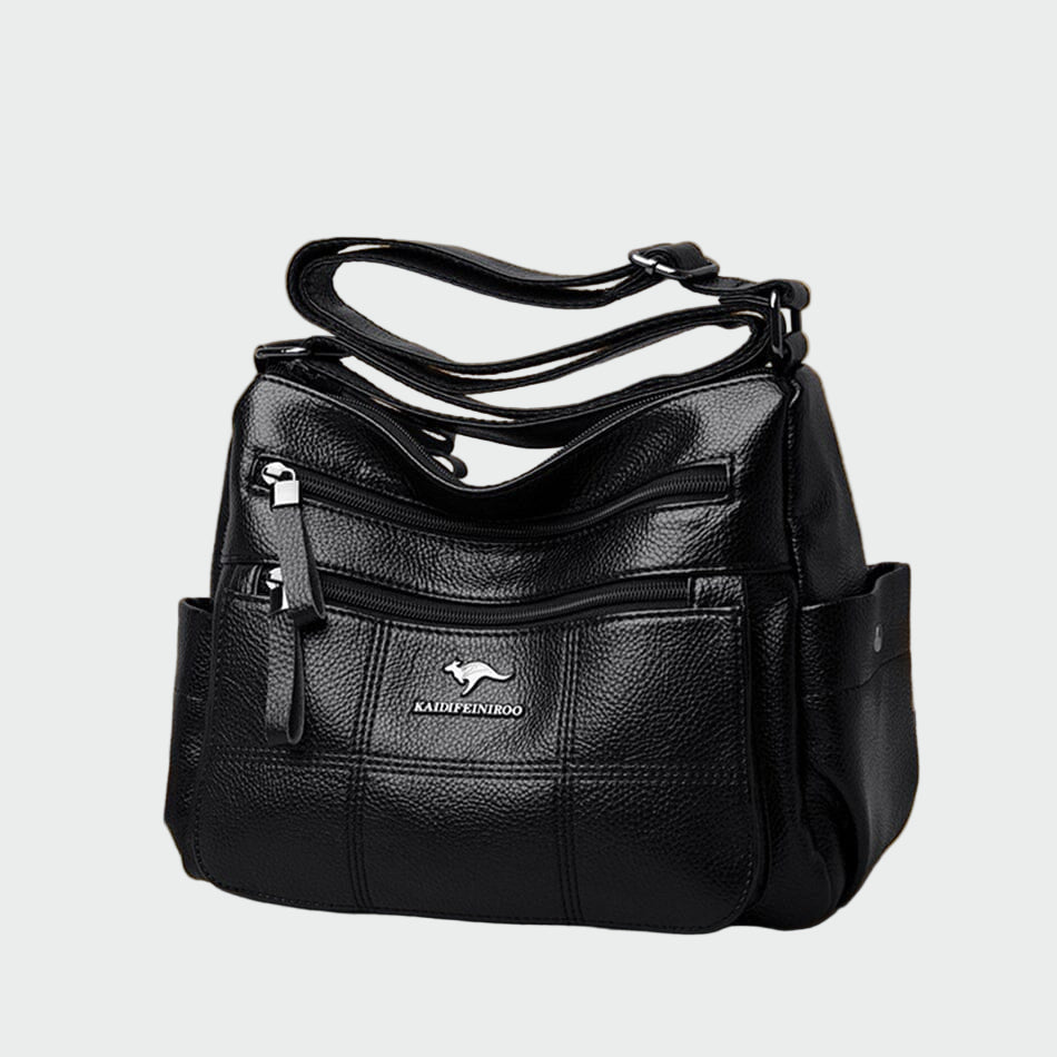 Virág | Fekete válltáska praktikus dizájnnal